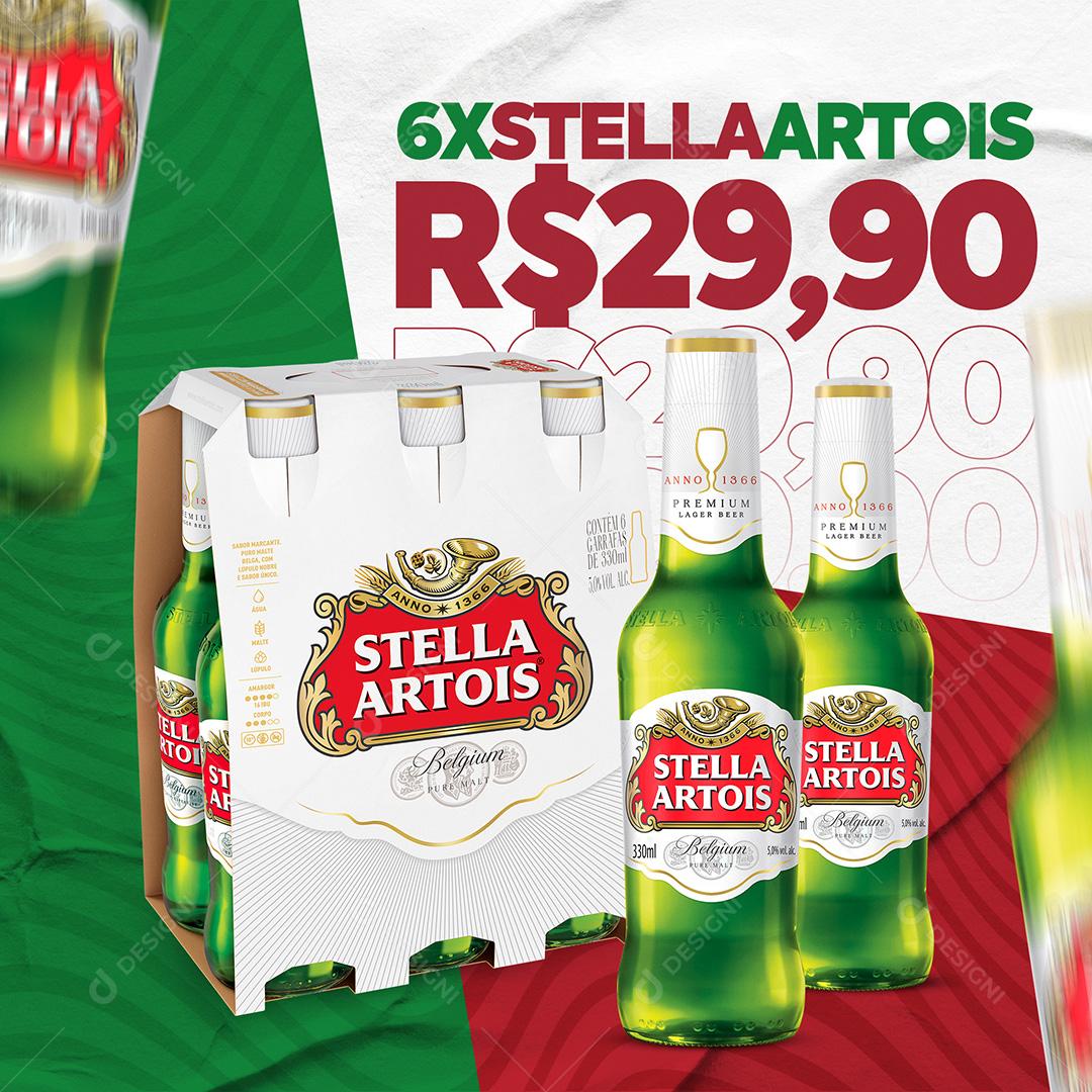 Social Media Stella Artois Caixa 6 Cervejas Bar PSD Editável