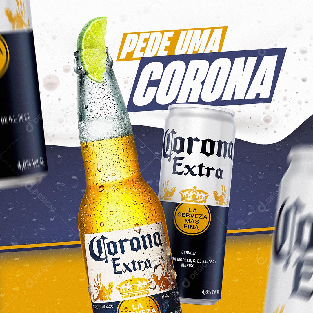 Social Media Pede Uma Corona Cervejas Bares PSD Editável