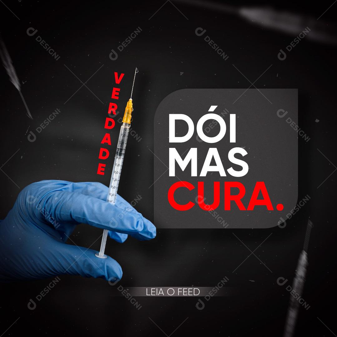 Frase Motivacional Dói Mais Cura PSD Editável