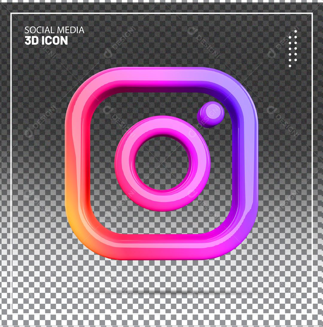 ícone Instagram 3D Roxo Para Composição PSD