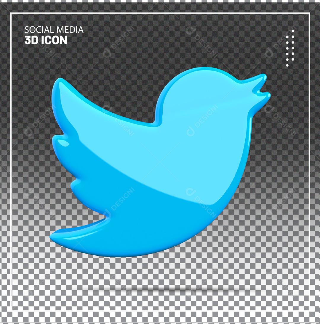 Blue Twitter 3D Icon Element For Composition PSD