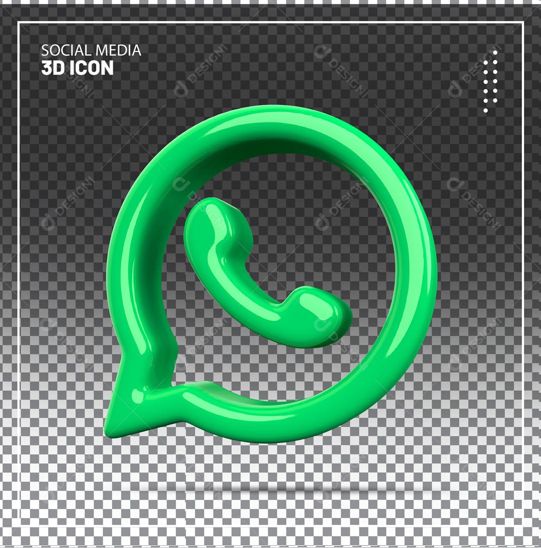 Ícone WhatsApp Verde 3D Para Composição PSD