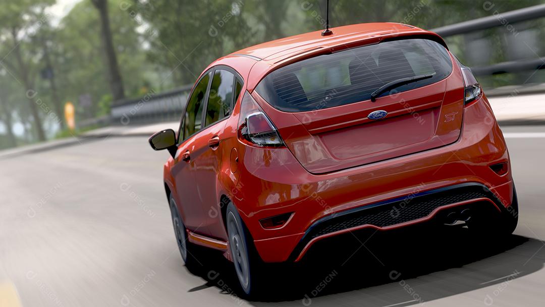 Ford Fiesta ST 3D Ilustração, 1 Abr, 2022, São Paulo, Brasil.