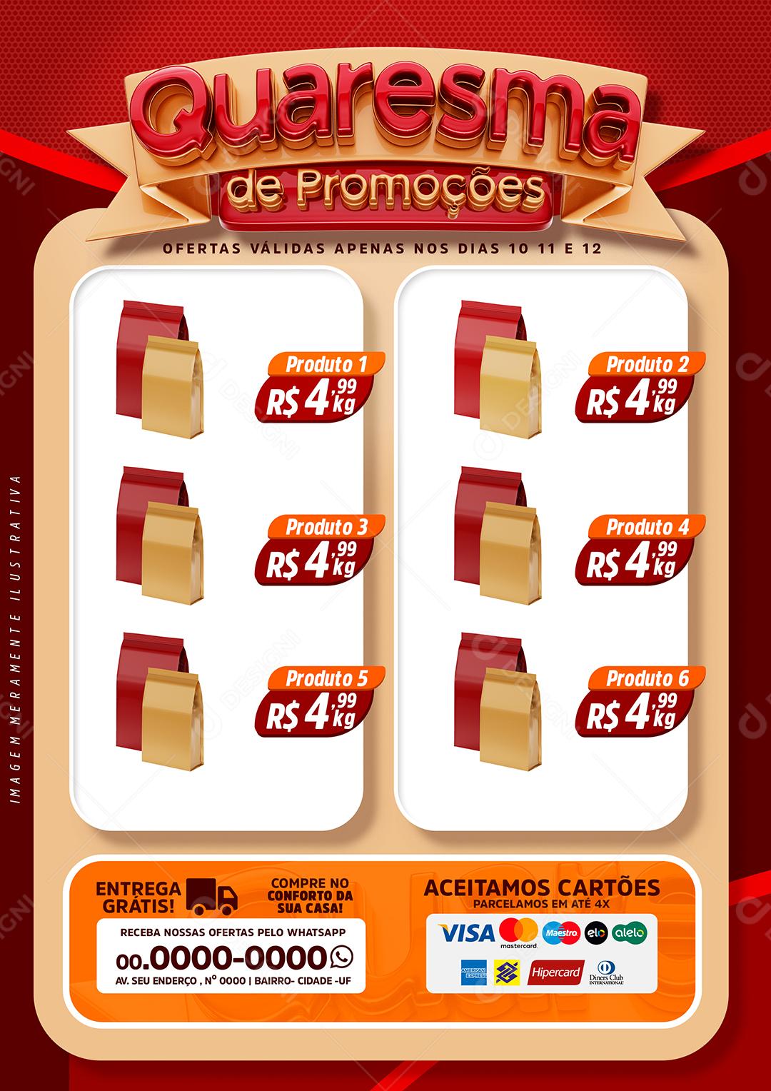 Encarte Supermercado Quaresma de Promoção Social Media Template PSD