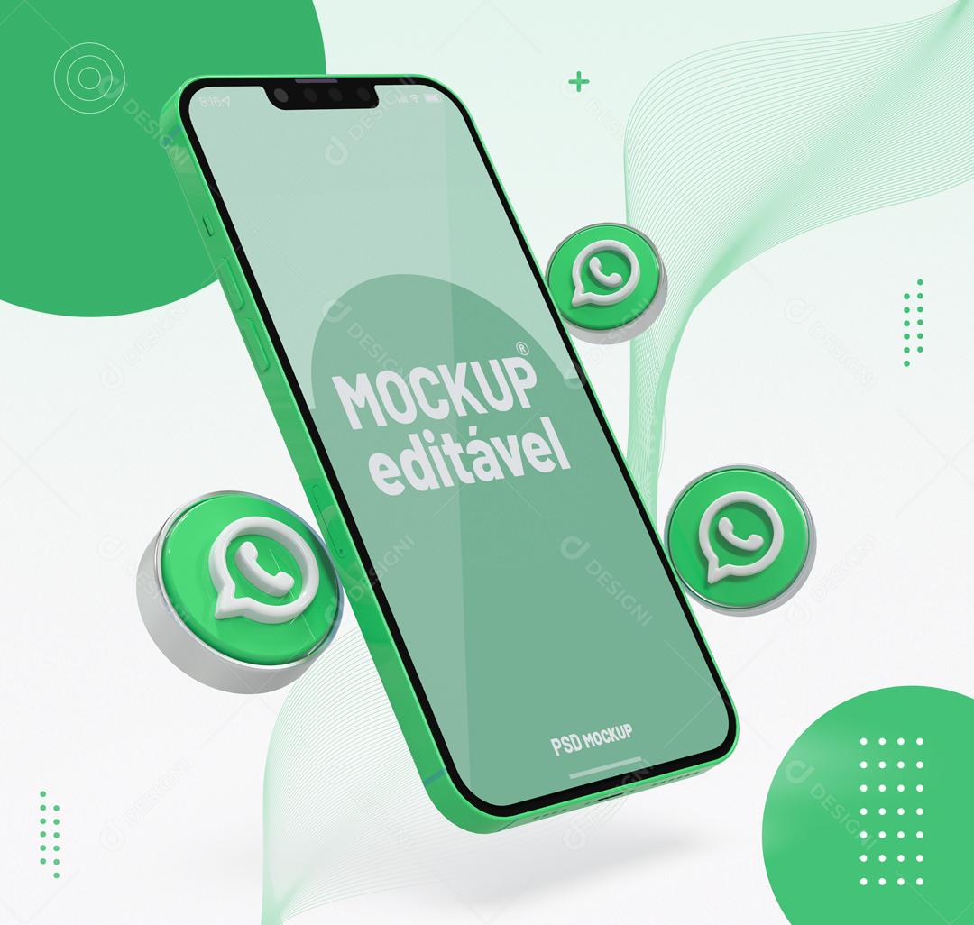 Mockup De Celular Whatsapp Redes Sociais PSD Editável