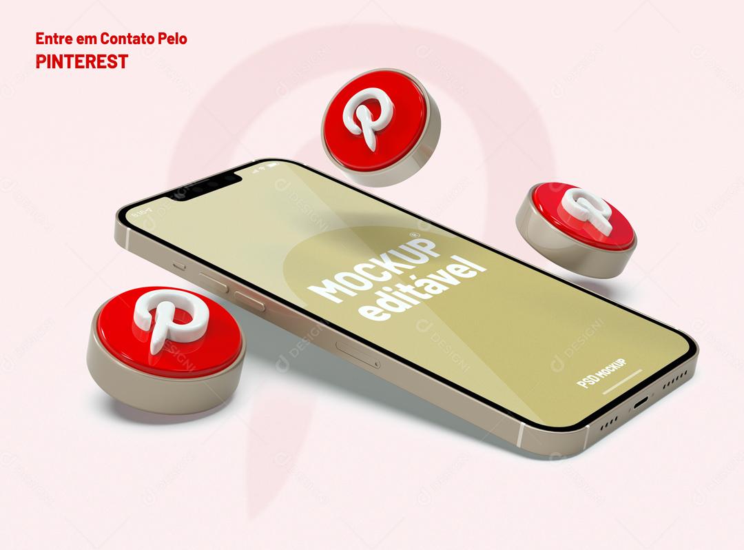 Mockup De Celular Pinterest Redes Sociais PSD Editável