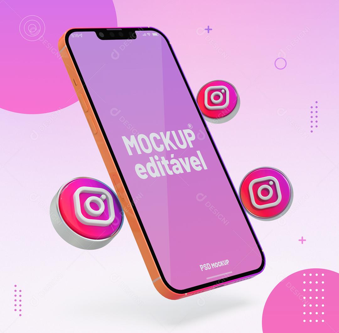 Mockup De Celular Instagram Redes Sociais PSD Editável