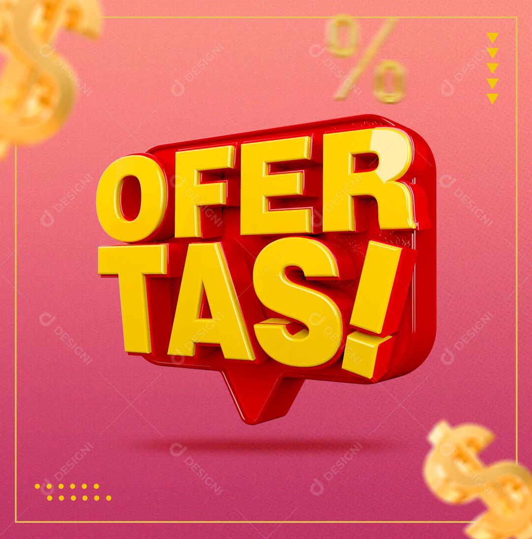 Selo 3D Ofertas Amarelo Para Composição PSD