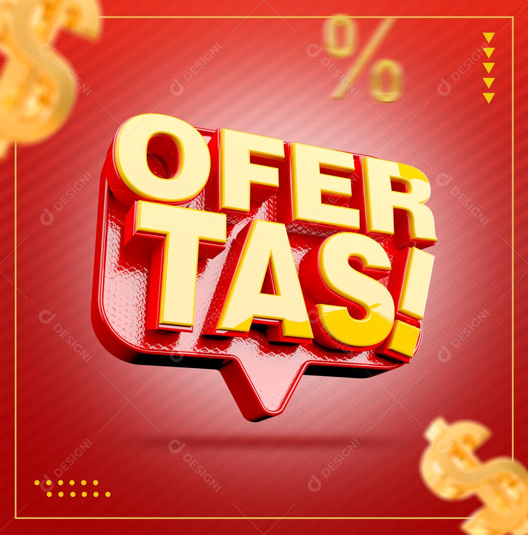 Selo 3D Ofertas Vermelho e Branco Para Composição PSD