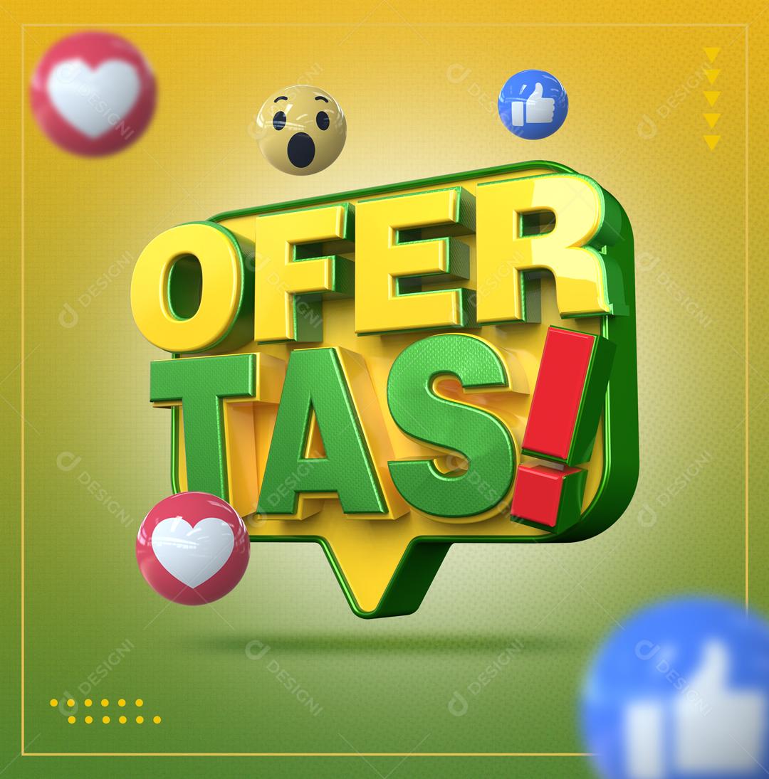 Selo 3D Ofertas Amarelo e Verde Para Composição PSD