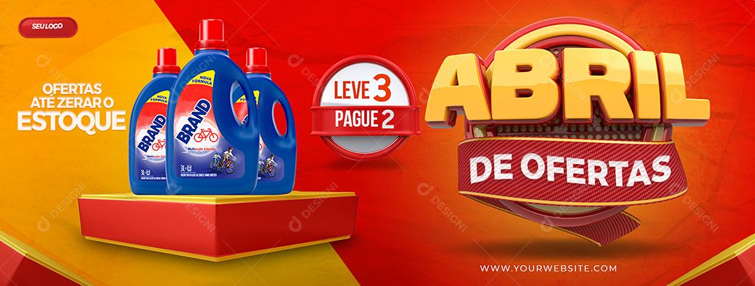 Social Media Banner April Offers Take 3 Pay 2 Supermarket Editable PSD