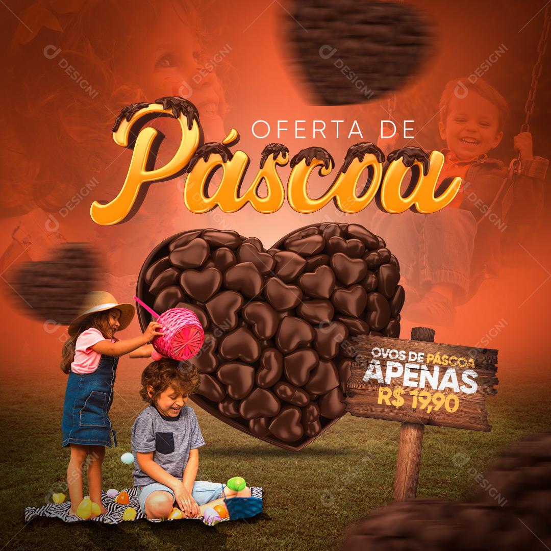Oferta de Páscoa Ovos em Promoção Social Media PSD Editável