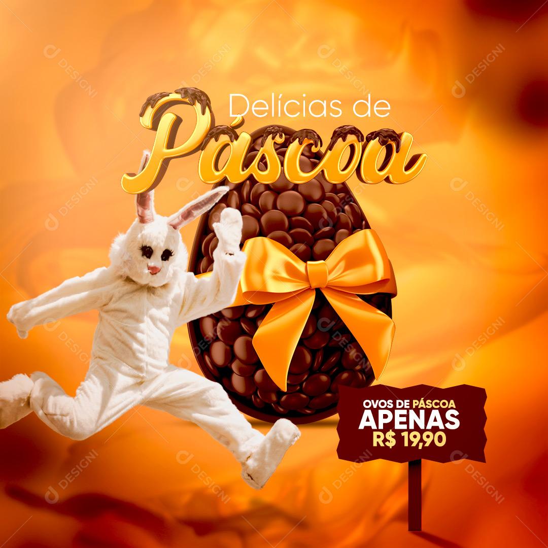 Delícias de Páscoa Ovos na Promoção Social Média PSD Editável