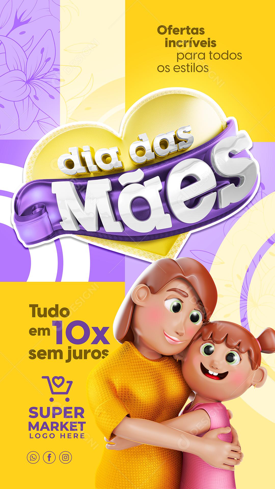 Social Media Tudo em 10X Sem Juros Lojas Dia Das Mães PSD Editável