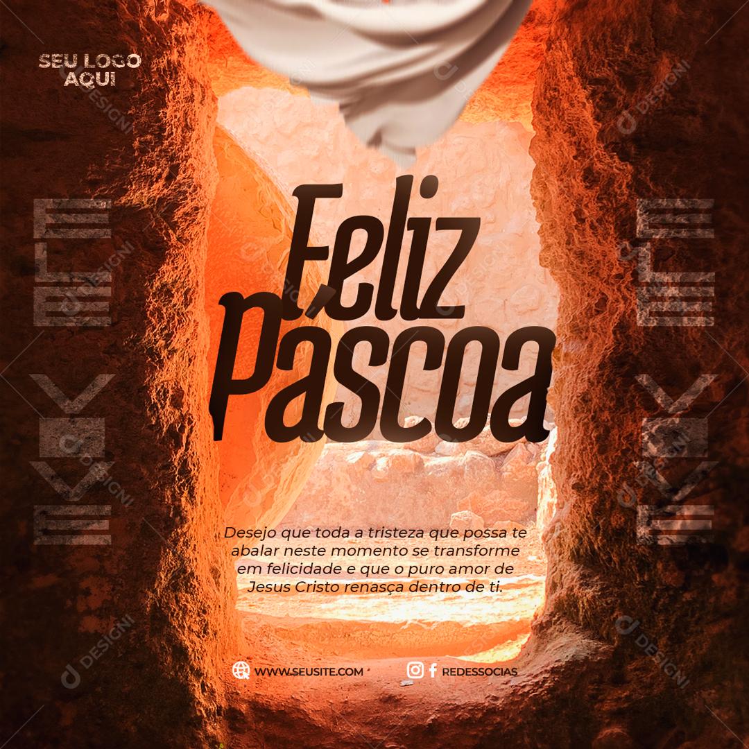 Feliz Páscoa Jesus Vive Social Media PSD Editável