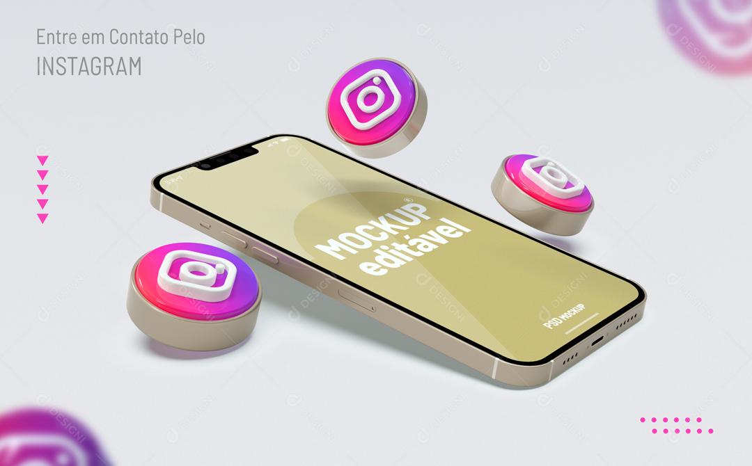 Mockup De Celular Instagram Roxo Redes Sociais PSD Editável