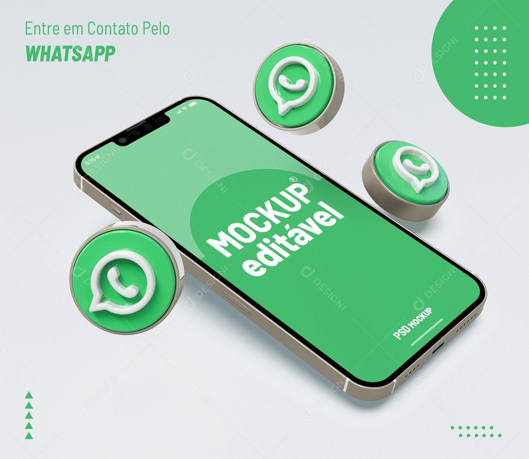 Mockup De Celular Whatsapp Verde Redes Sociais PSD Editável