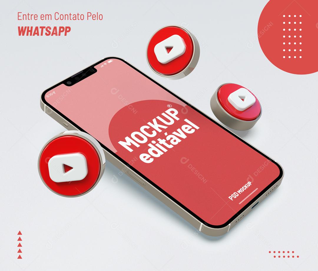 Mockup De Celular Youtube Redes Sociais PSD Editável
