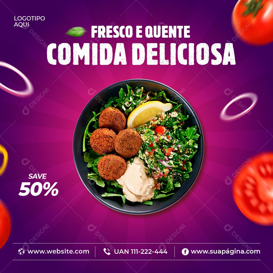 Fresco E Quente Comida Deliciosa Social Media PSD Editável