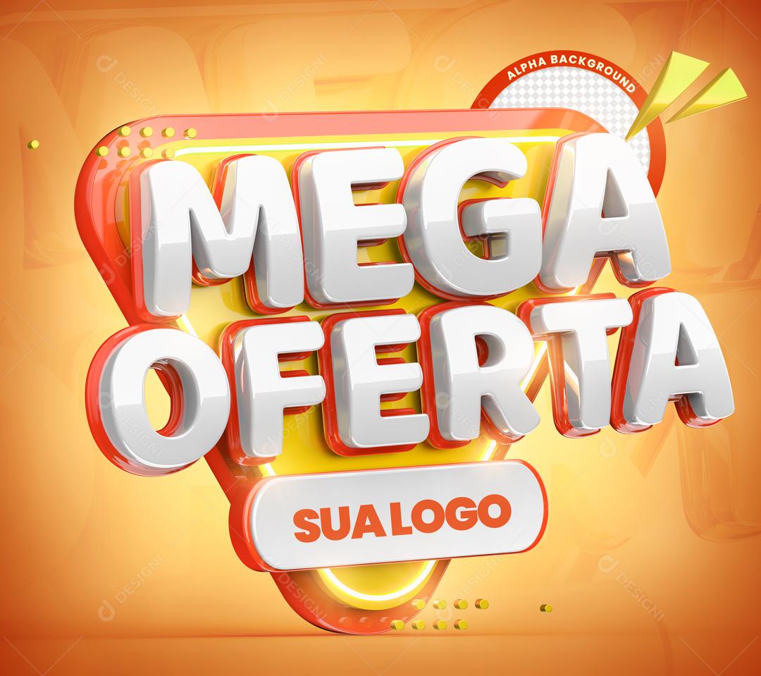 Selo 3D Mega Oferta Para Composição PSD