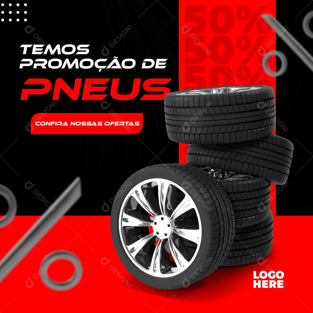 Social Media Temos Promoção de Pneus Oficina Mecânica PSD Editável