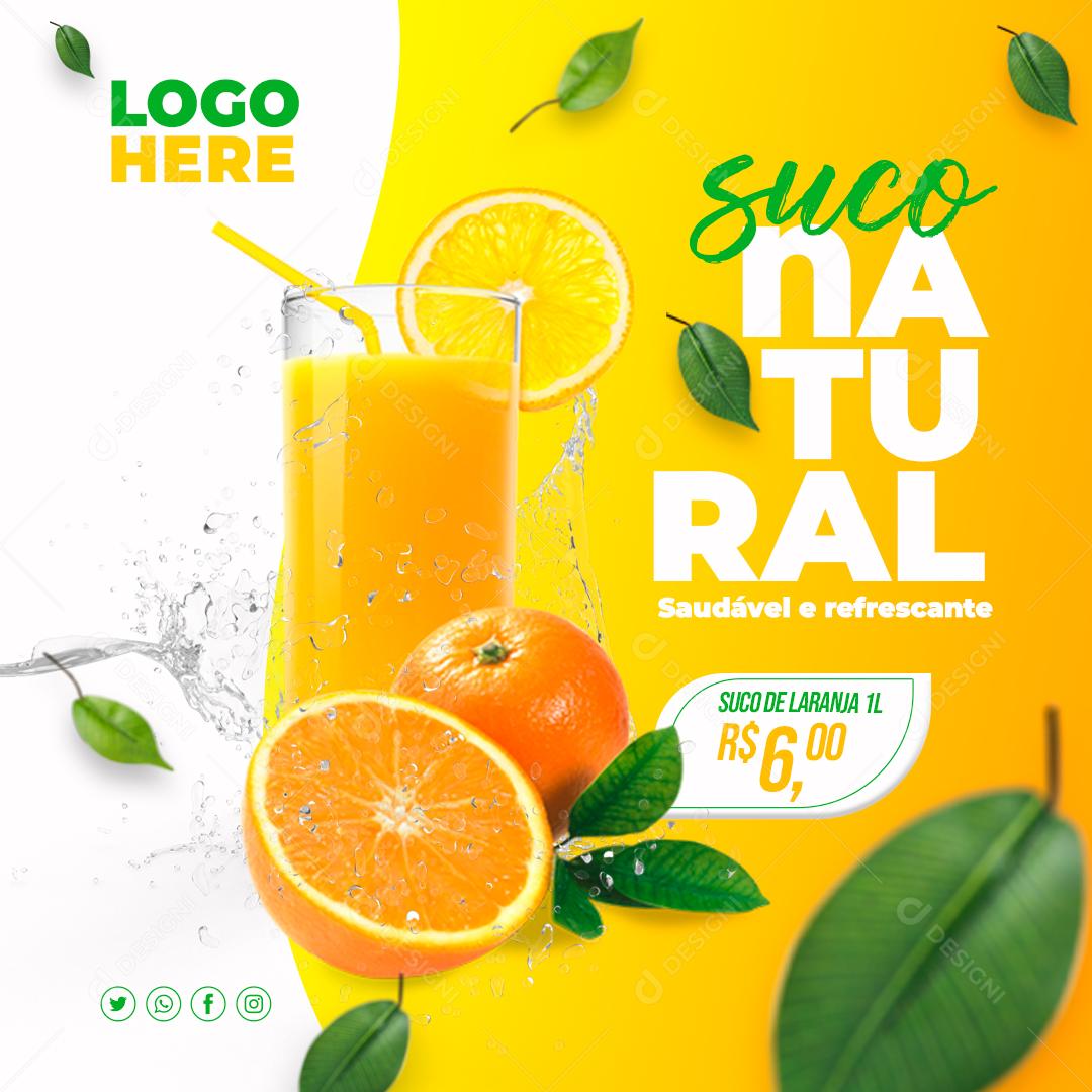 Social Media Suco Natural de Laranja PSD Editável