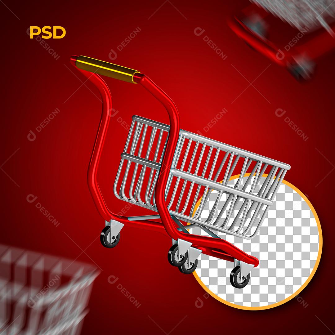 Elemento 3D Carrinho Para Composição PSD