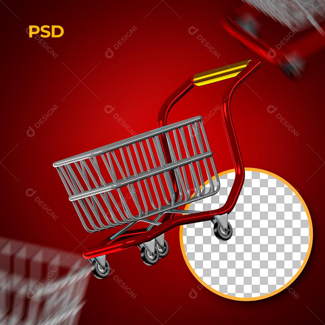 Carrinho de Supemercado Elemento 3D Para Composição PSD