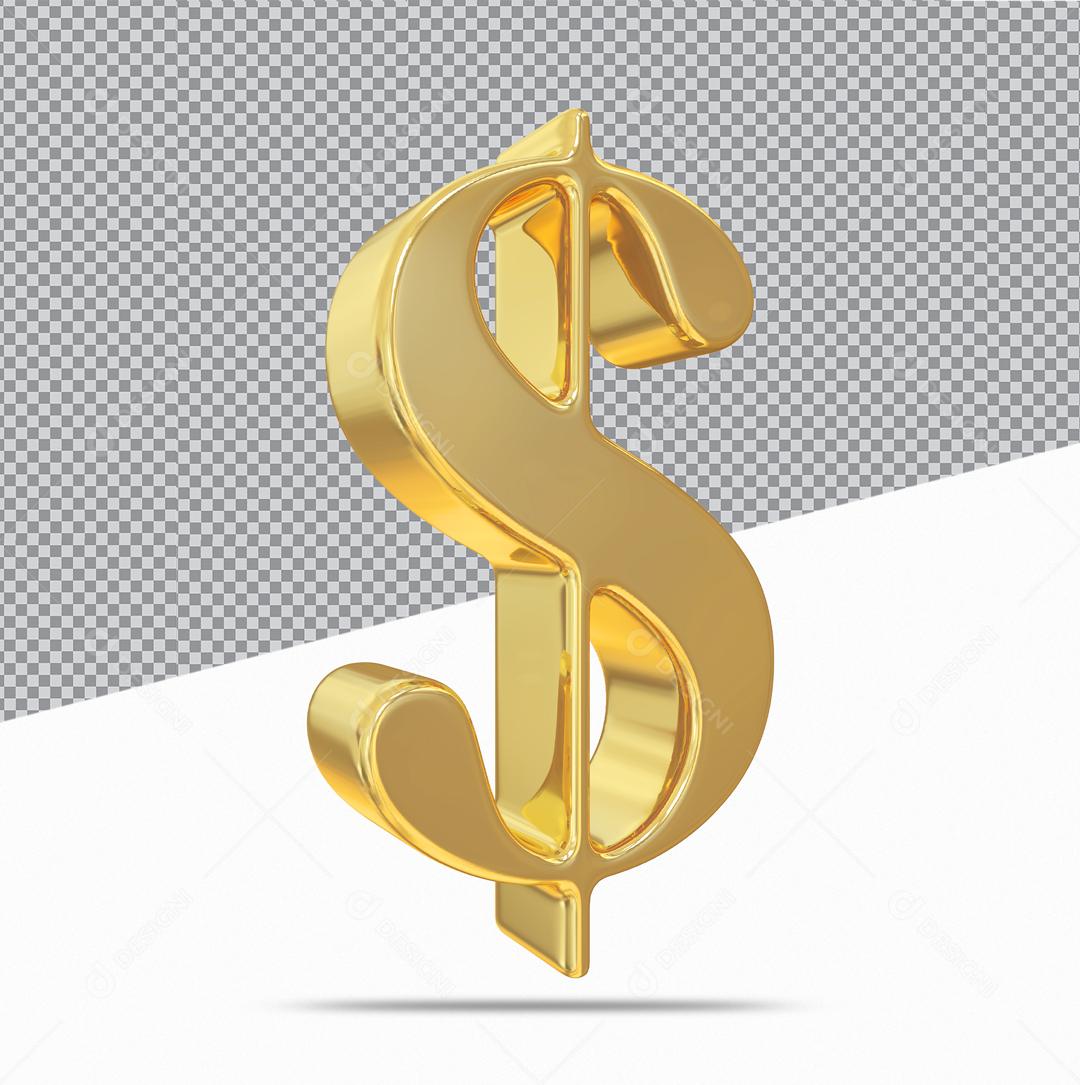 Cifrão Elemento 3D Para Composição PSD