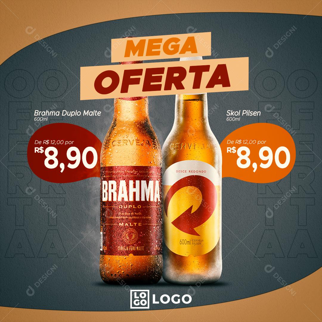 Mega Ofertas Promoção em Cervejas Social Media PSD Editável