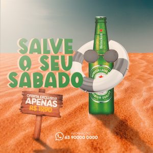 Social Media Salve o Seu Sábado Oferta Exclusiva Cervejas Bar PSD Editável