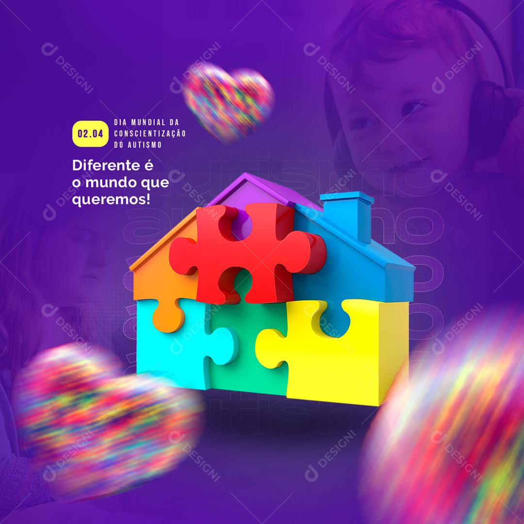 Dia Mundial da Conscientização do Autismo 2 De Abril Social Media PSD Editável