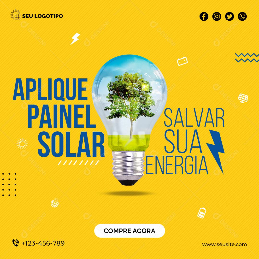 Aplique Painel Solar Na Sua Casa Social Media PSD Editável