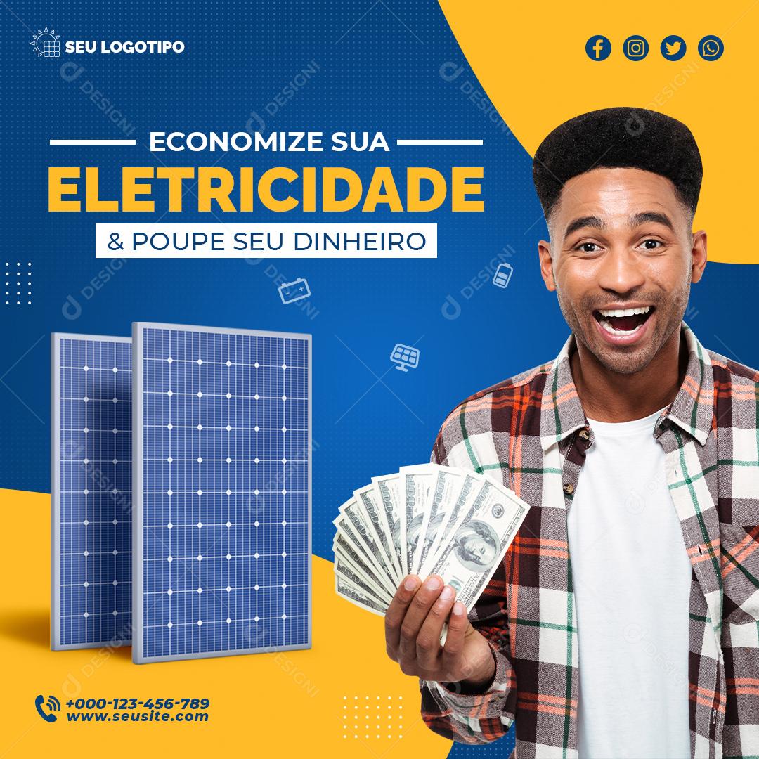 Economize Sua Eletricidade e Poupe Seu Dinheiro Social Media PSD Editável