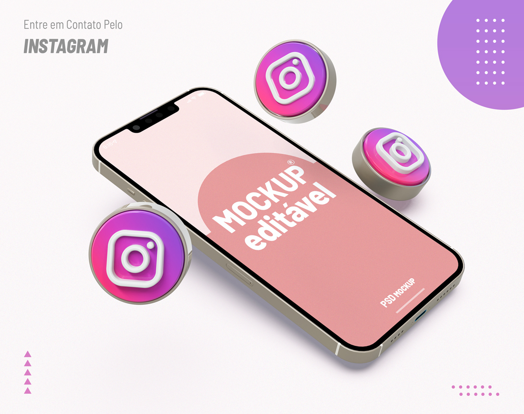 Mockup De Celular Instagram Roxo Redes Sociais PSD Editável