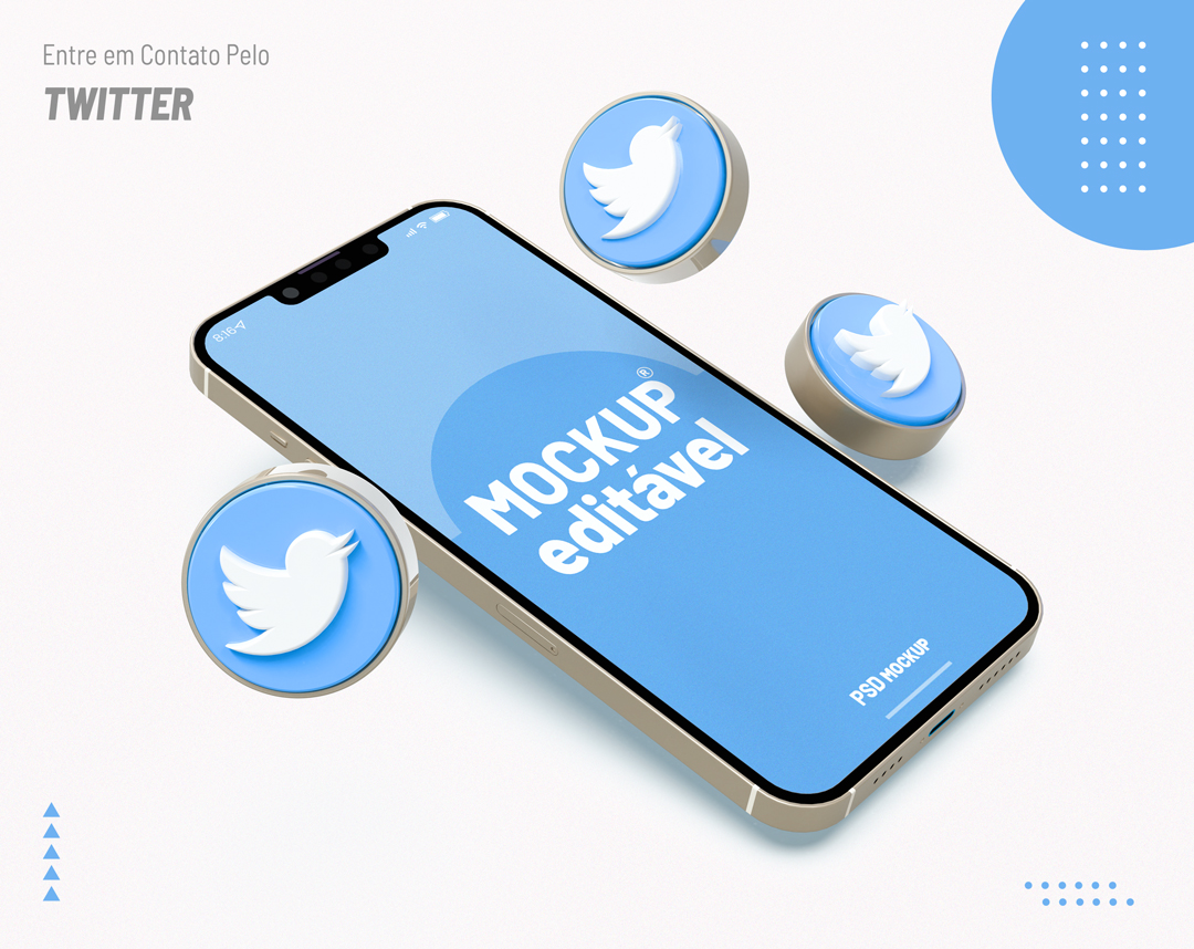 Mockup De Celular Twitter Azul Redes Sociais PSD Editável