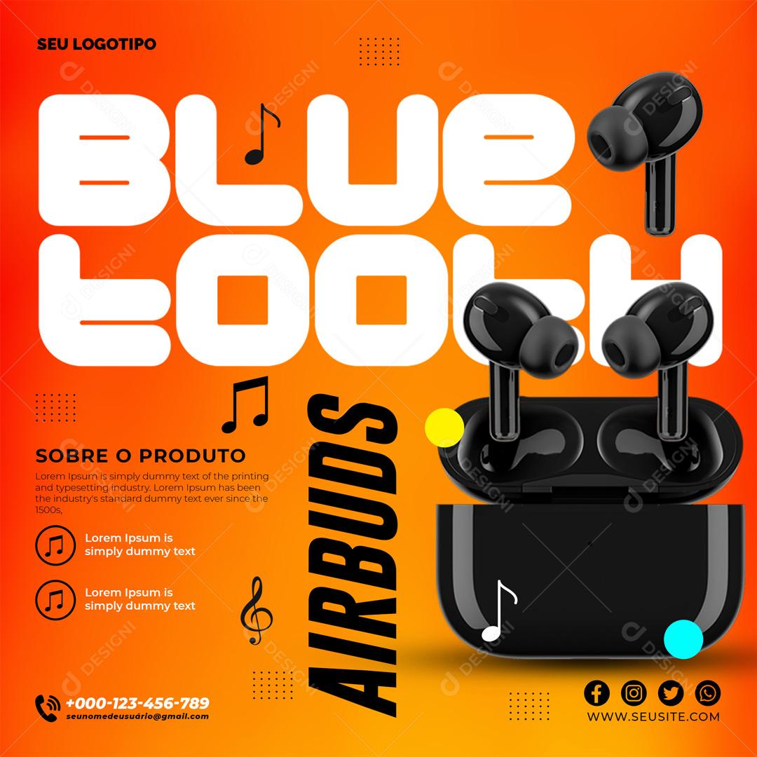 Bluetooth Fones De Ouvidos Tecnologias Social Media PSD Editável