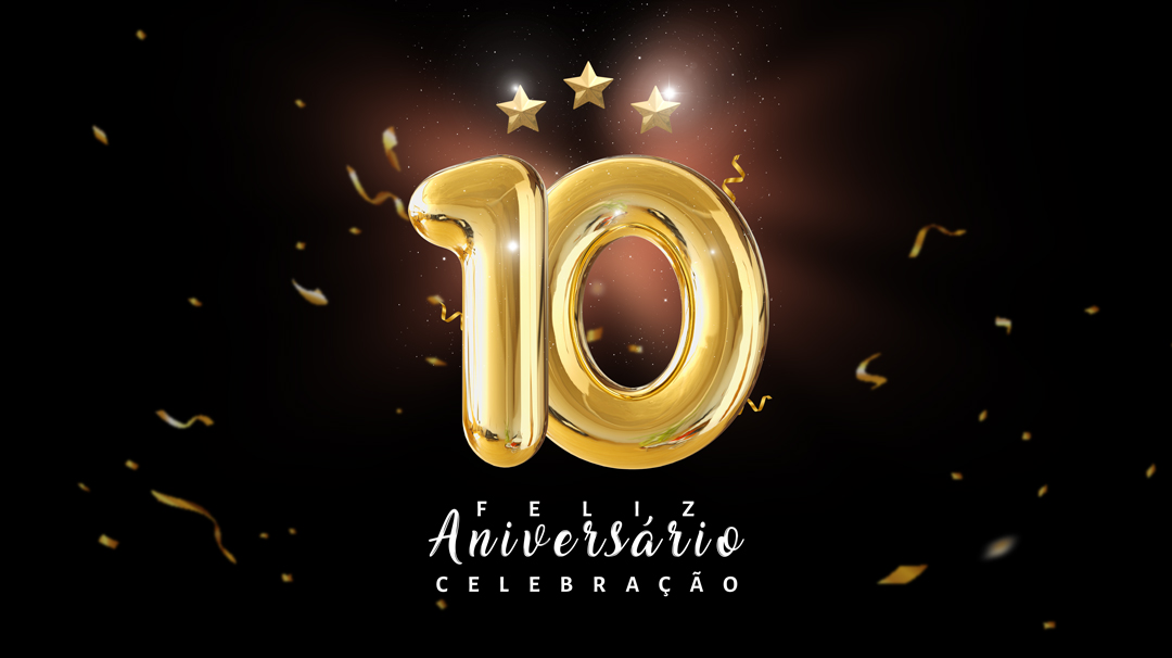 Social Media Banner Feliz Aniversário Celebração 10 Anos PSD Editável