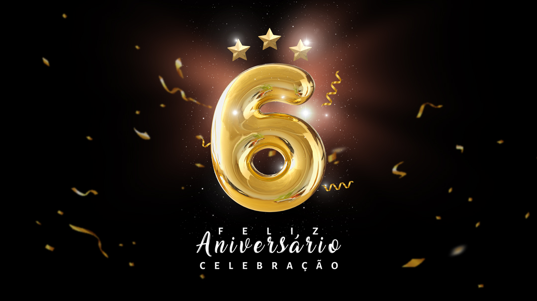 Social Media Banner Happy Birthday Celebration 6 Years Editable PSD