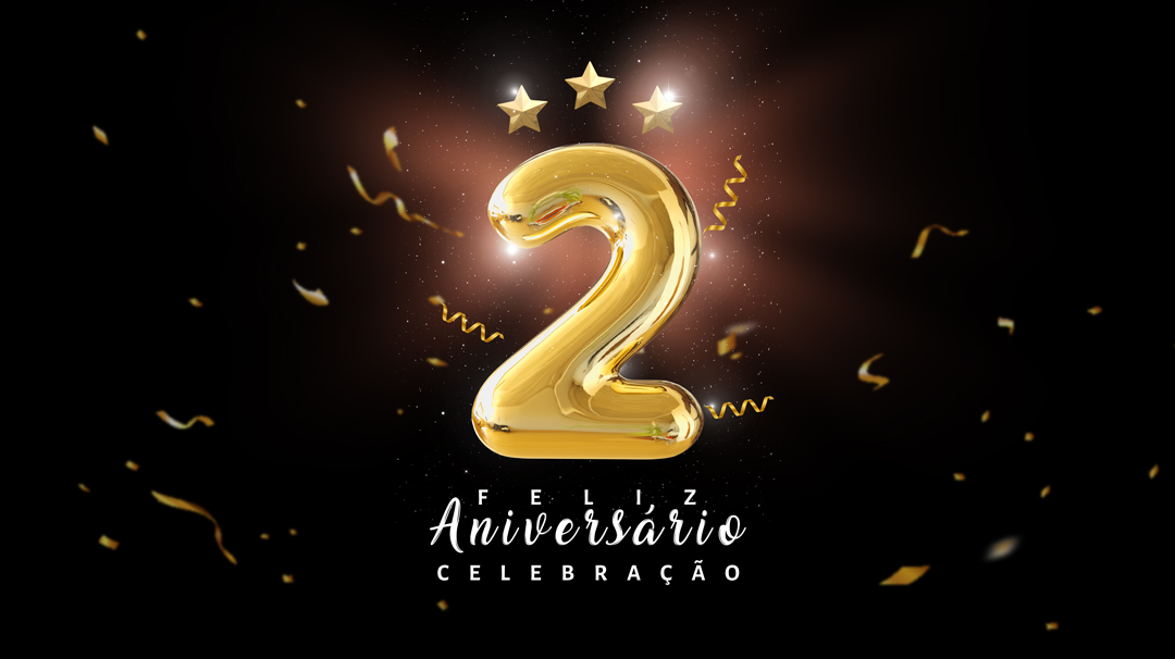 Social Media Banner Feliz Aniversário Celebração 2 Anos PSD Editável