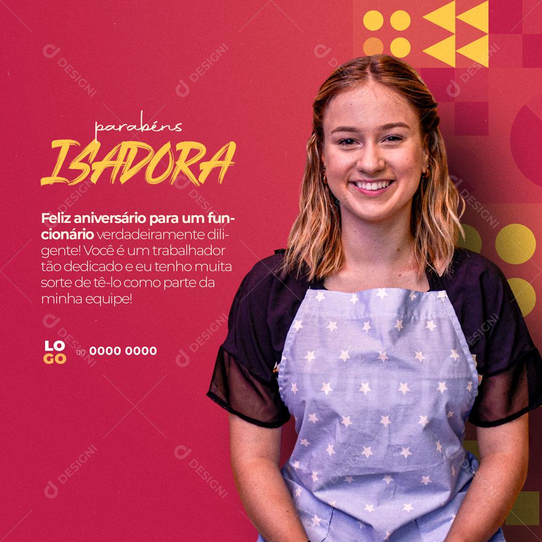 Post Parabéns Feliz Aniversário Para Um Funcionário Social Media PSD Editável
