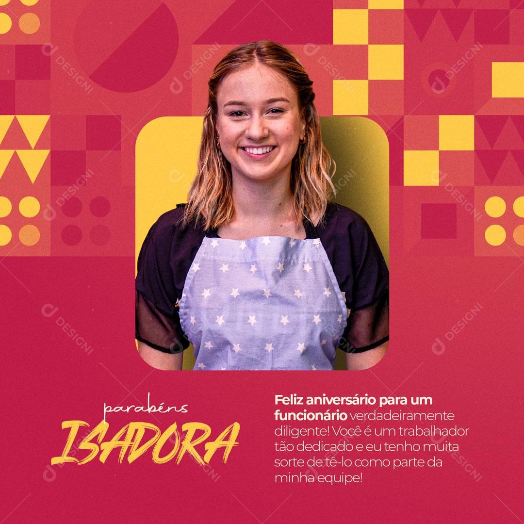 Social Media Feliz Aniversário - Para Um Funcionário Parabéns PSD Editável