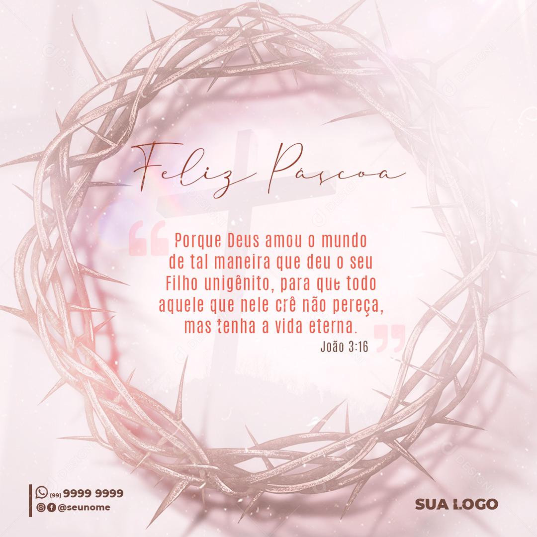 Feliz Páscoa Ressureição De Jesus Cristo Social Media PSD Editável