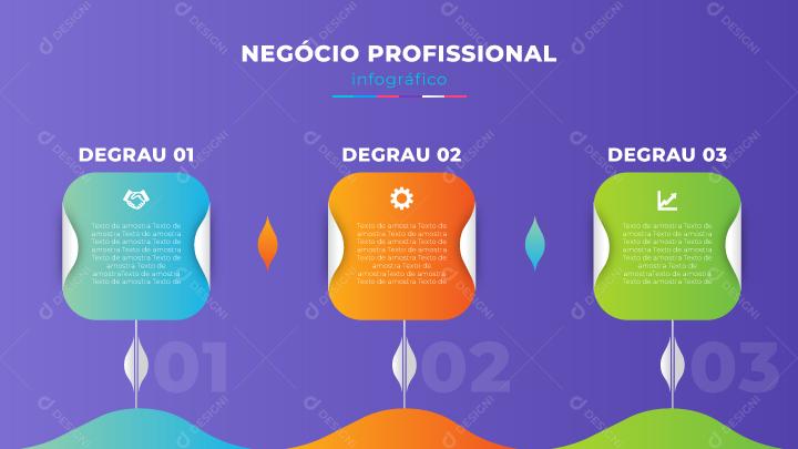 Social Media Negócios Profissionais Infográficos 3 Degraus Banner EPS