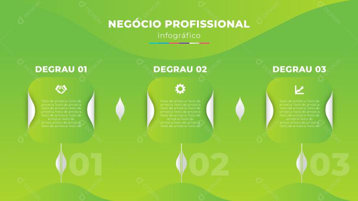 Social Media Negócios Profissionais Infográficos 3 Degraus Banner EPS