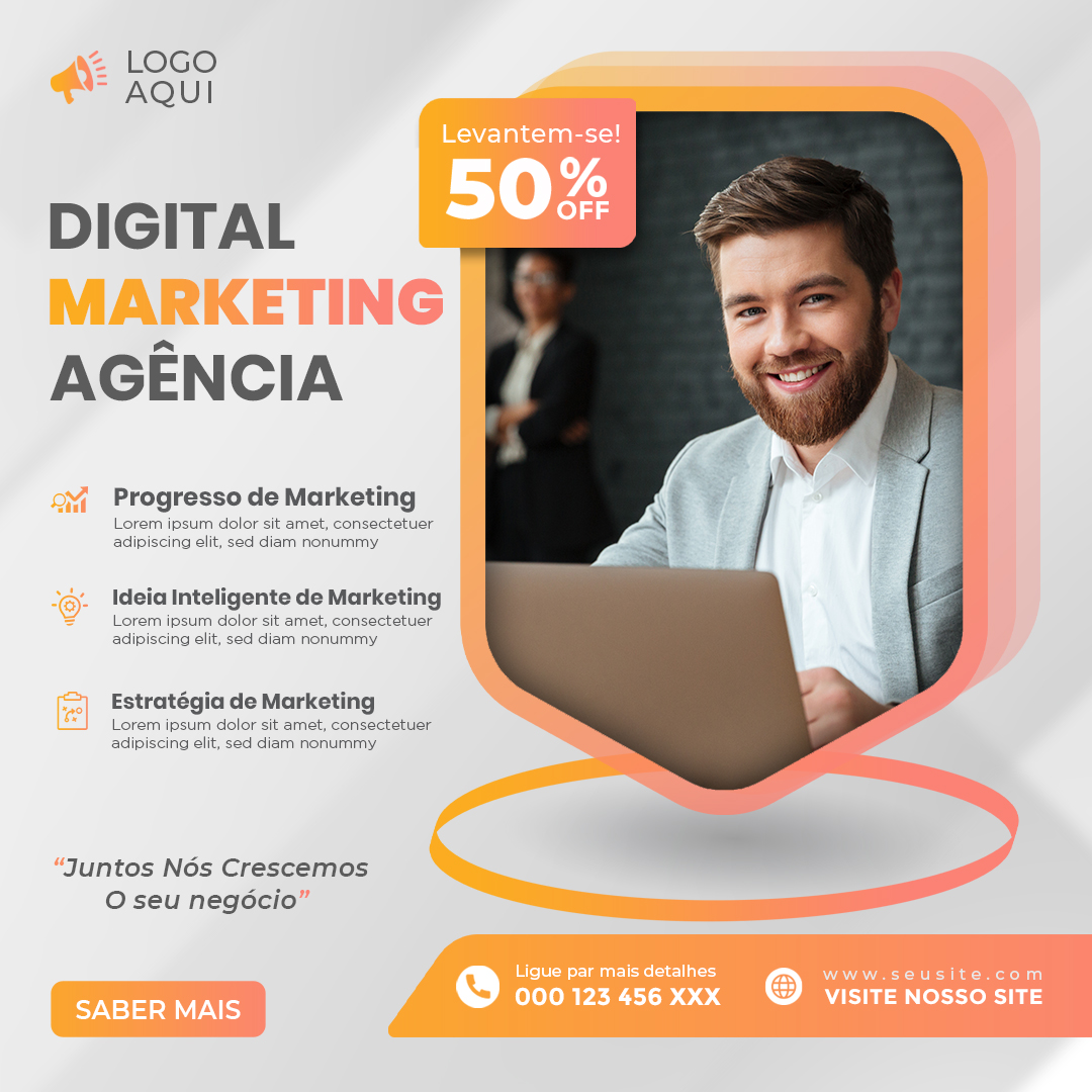 Social Media Marketing Digital Agência 50% De Desconto PSD Editável