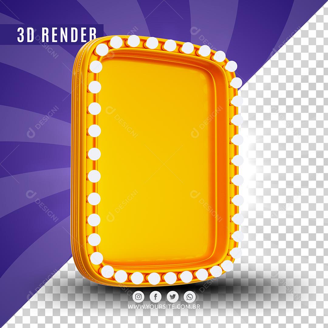 Elemento 3D Placa De Led Amarelo Para Composição PSD