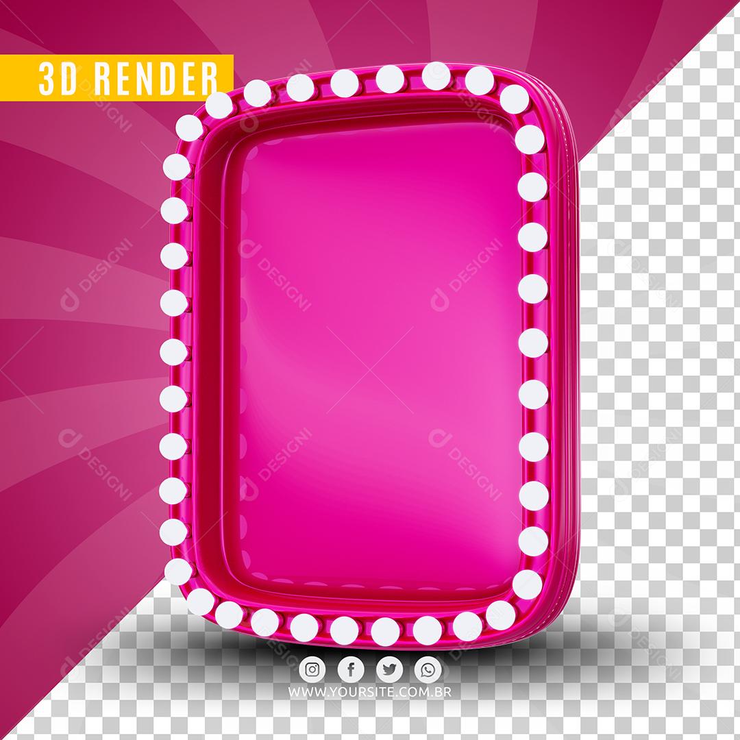 Placa De Led 3D Rosa Elemento Para Composição PSD
