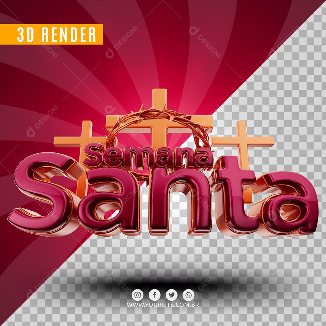 Texto 3D Semana Santa Vermelho Vinho Para Composição PSD