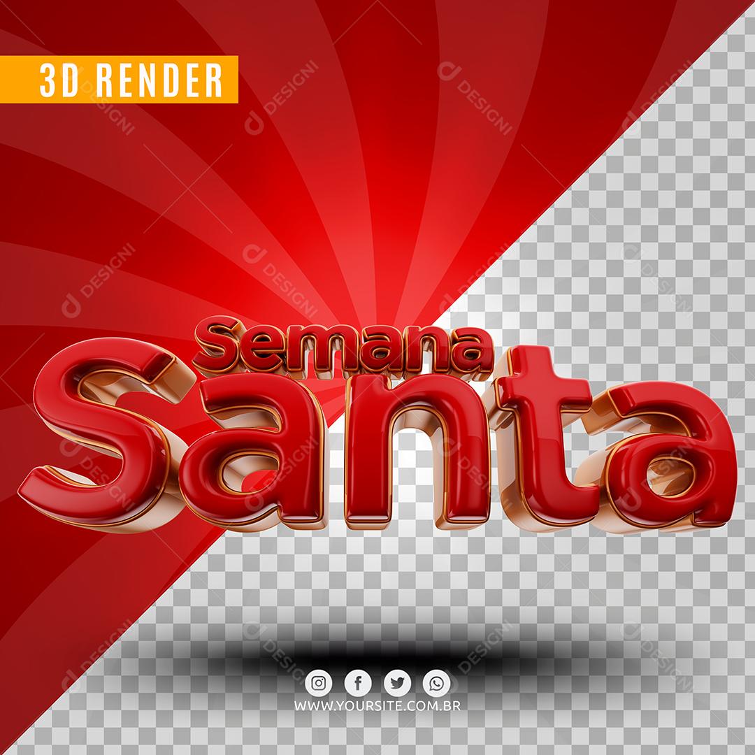 Semana Santa Texto 3D Vermelho Para Composição PSD